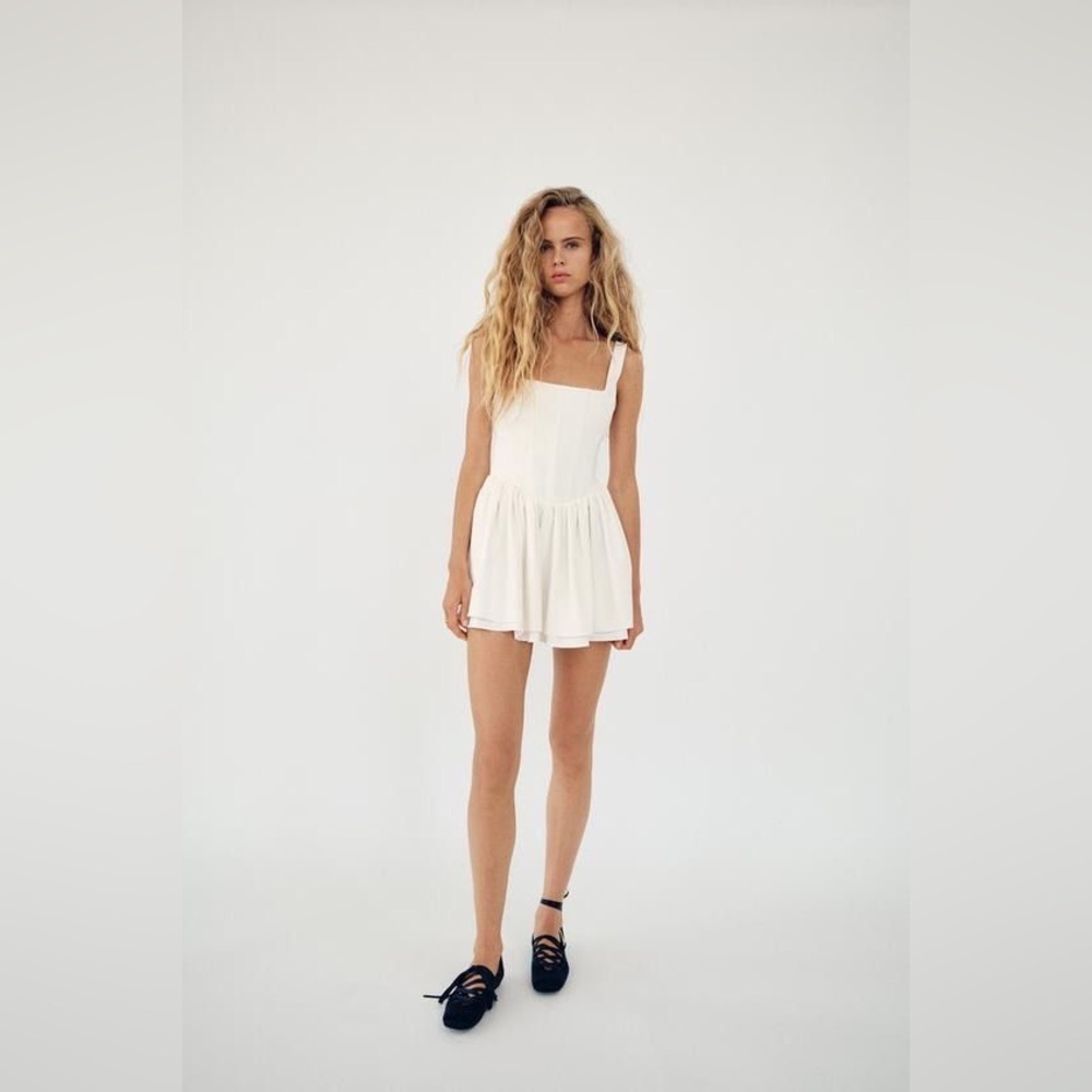 Zara white corset mini dress size xl